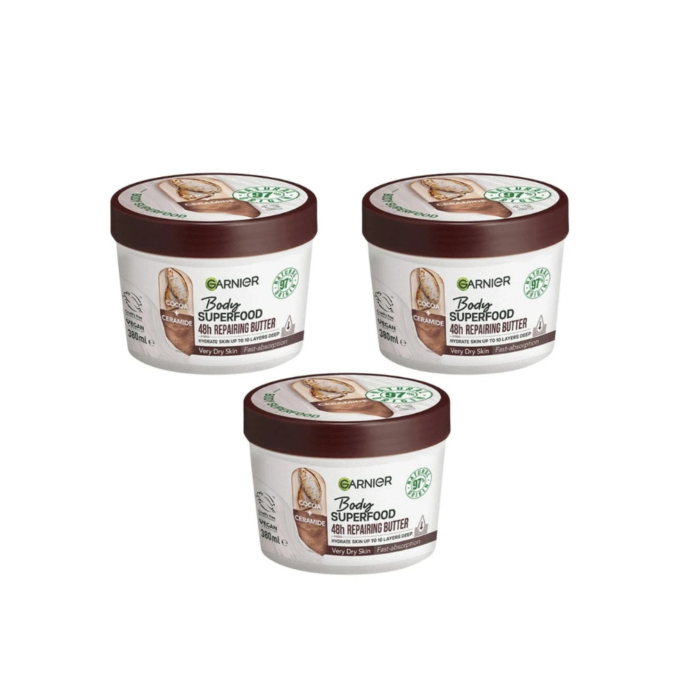 Garnier Superfood Garnier Body Superfood Cocoa & Ceramide Body Cream 380ml 3 Pack