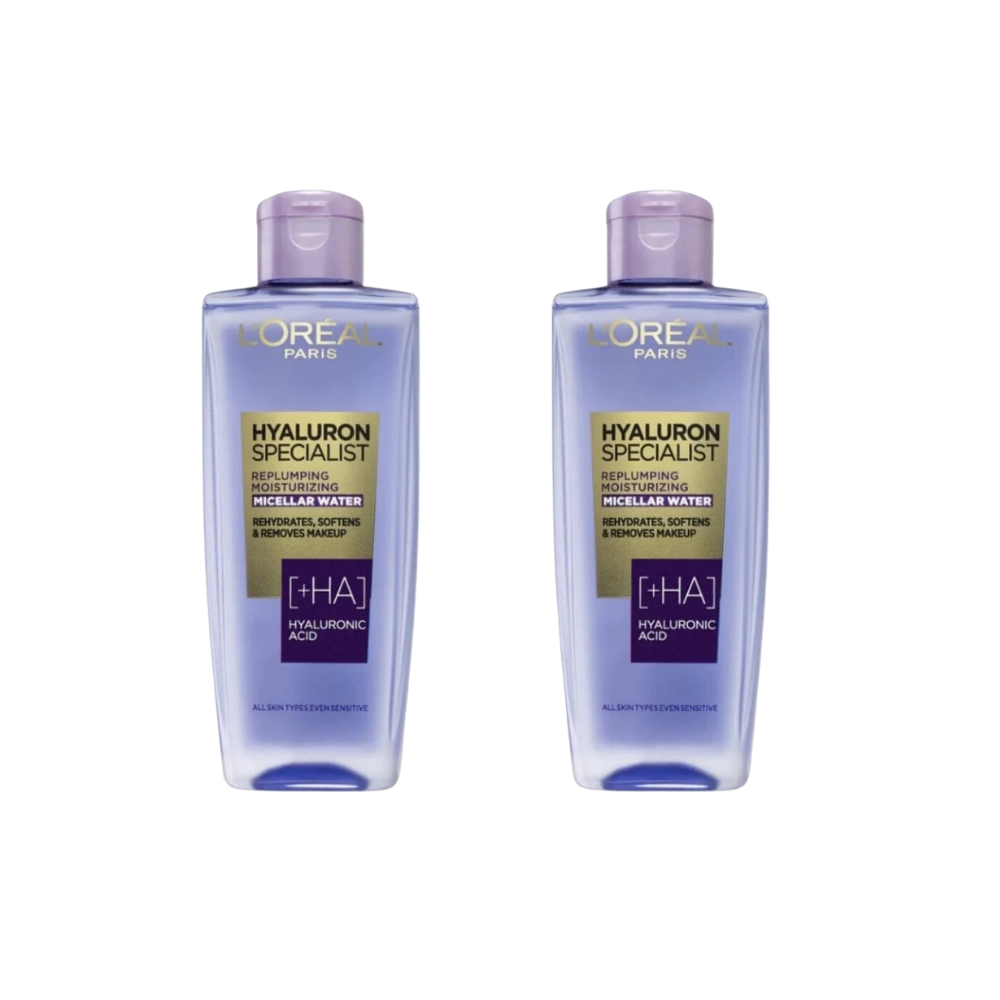 Loreal Paris Hyaluron Expert Skin Plumping Moisturizer Micellar Cleansing Water 200 ml 2 Pack