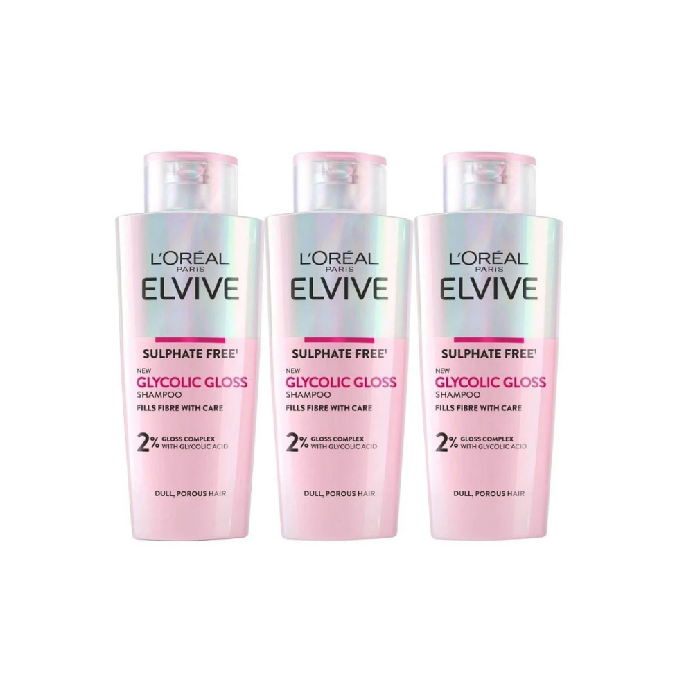 Loreal Glycolic Gloss Conditioning Shampoo For Perfect Shine 200 ml 3 Pack