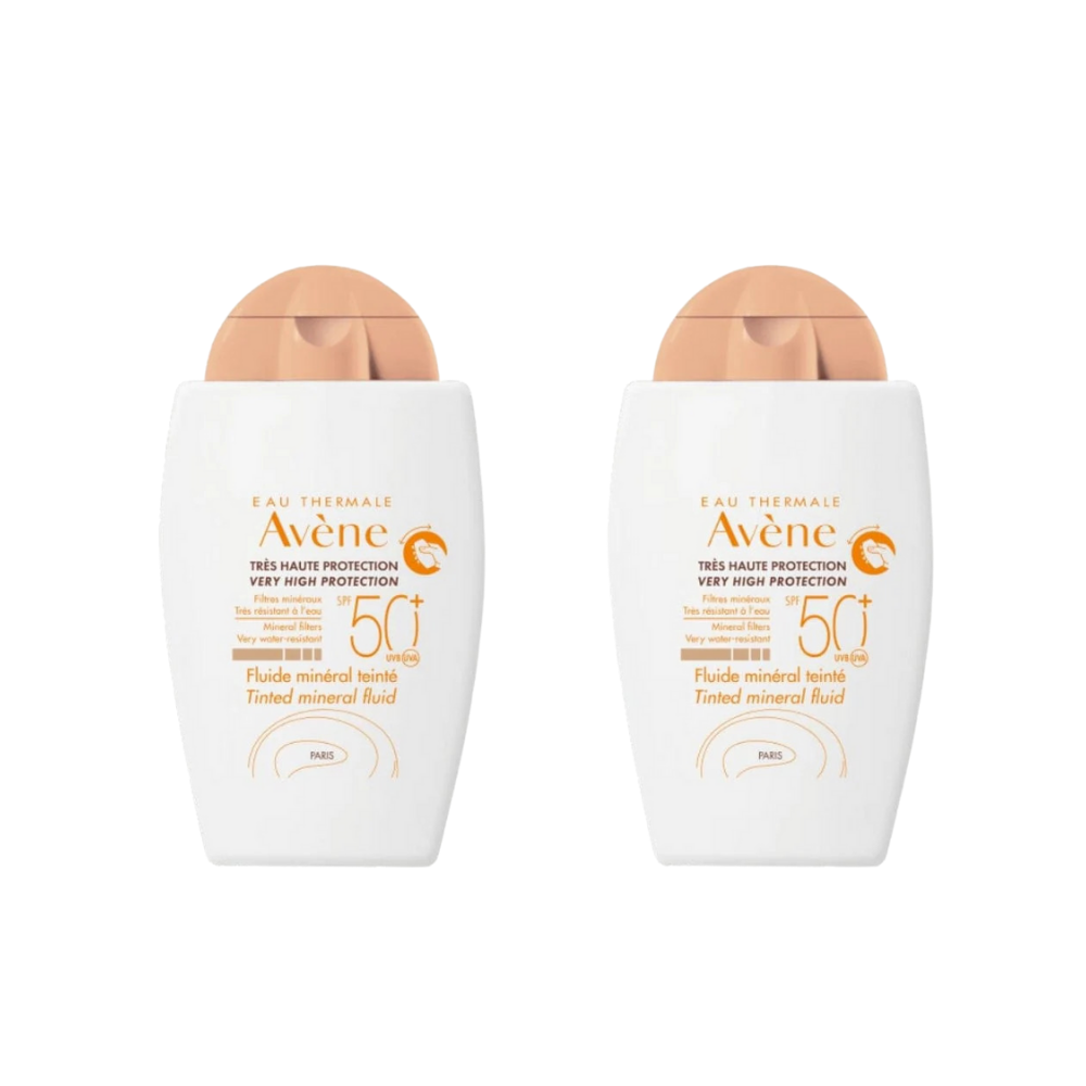 Avene Fluide Mineral Teintee Spf 50 40 ml Tinted Sunscreen -2 Pack