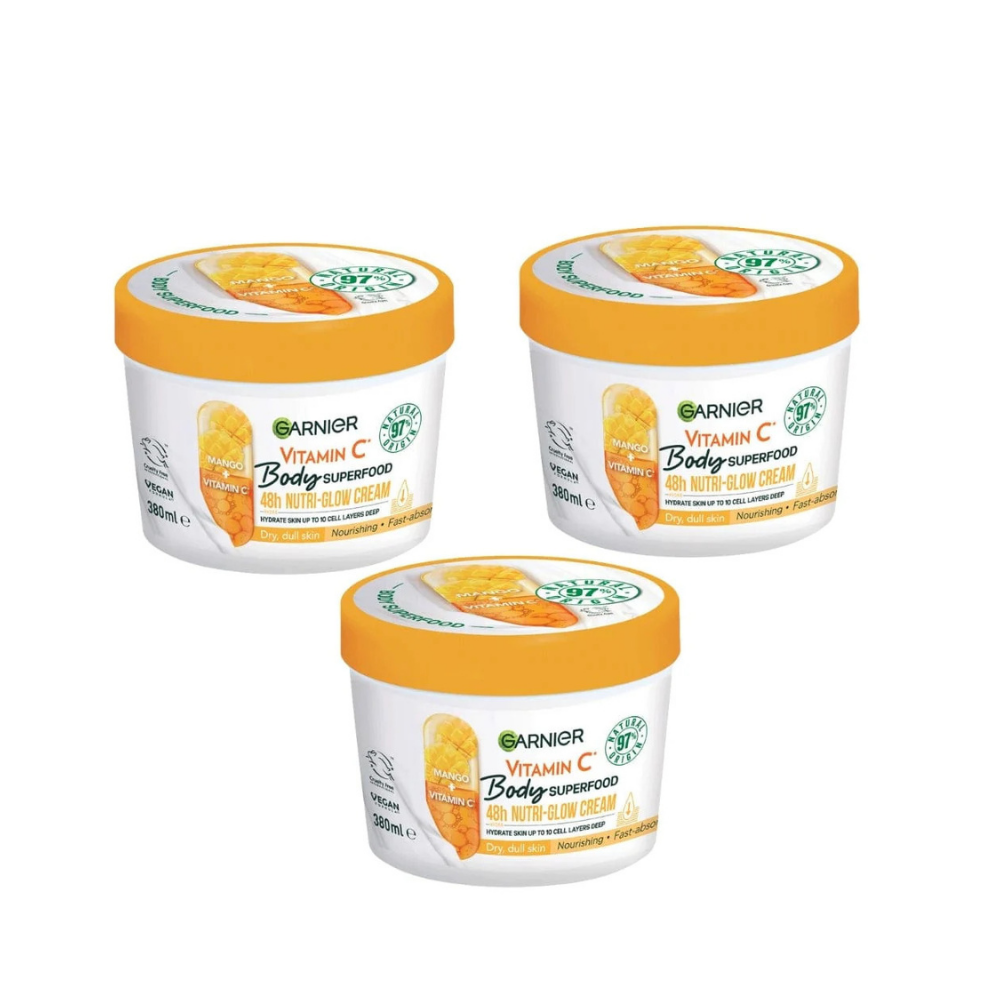 Garnier Superfood Vitamin C & Mango Body Cream 380ml 3 Pack