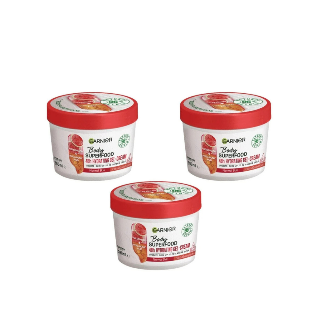 Garnier Superfood Watermelon & Hyaluronic Acid Body Cream 380ml 3 Pack