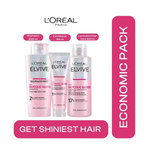 Loreal Paris Elseve (Elvive) Glycolic Gloss 3 Economic Pack Shampoo,Conditioner and Lamination Hair Care Set