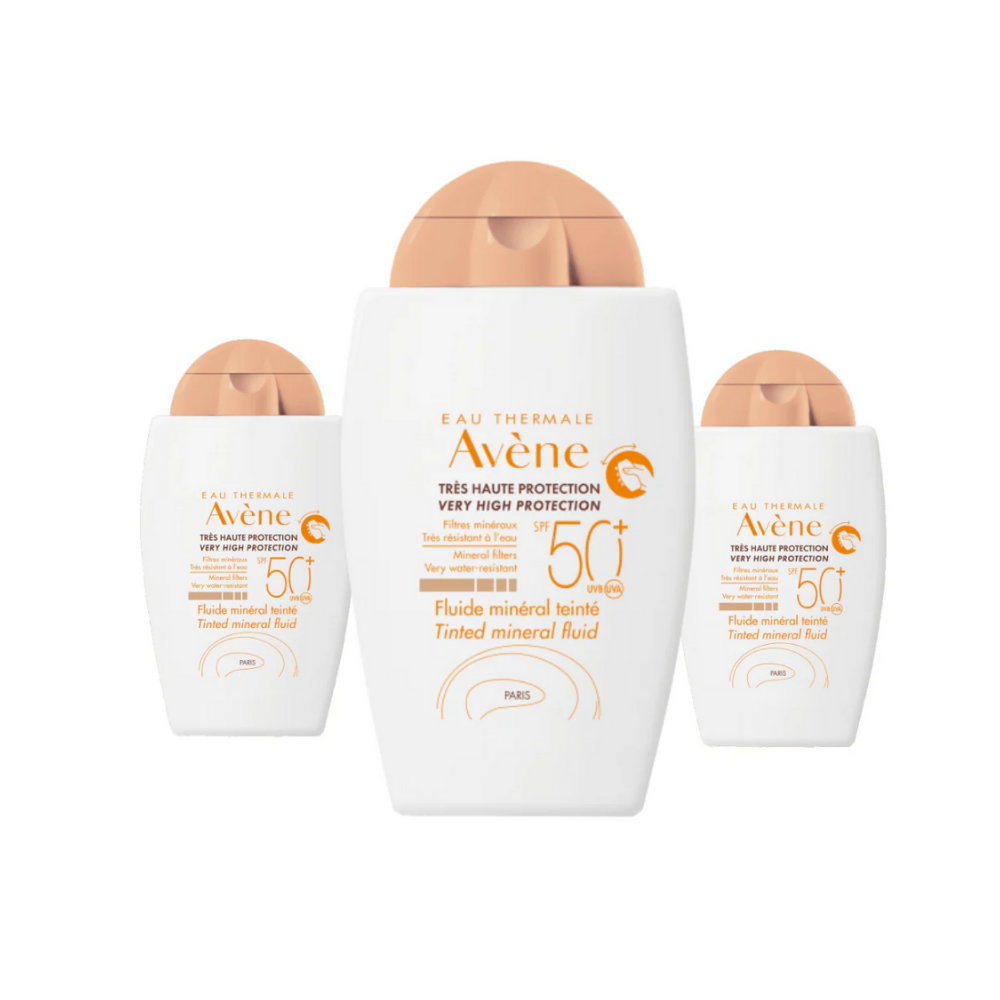 Avene Fluide Mineral Teintee Spf 50 40 ml Tinted Sunscreen -3 Pack