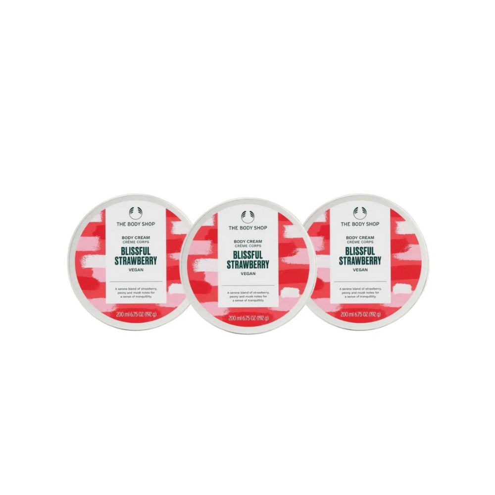 The Body Shop Blissful Strawberry Body Cream 200ml 3 Pack