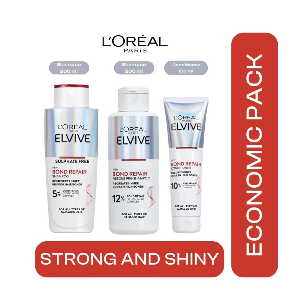 Loreal Paris Elseve (Elvive) Bond Repair 3 Economic Pack Shampoo and Conditioner Hair Care Set