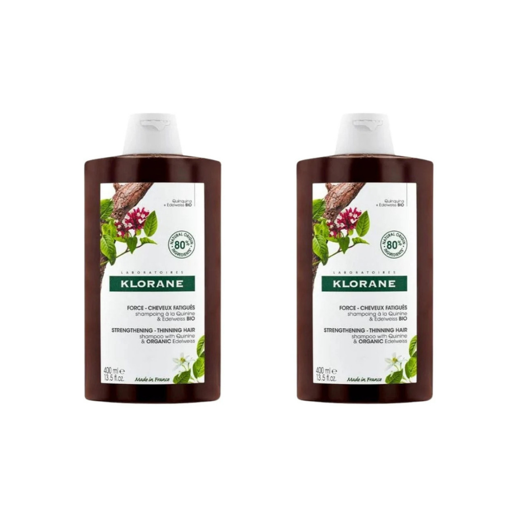 Klorane Strengthening with Quinine &Organic Edelweiss -Thinning hair Shampoo 400 ml -2 Pack