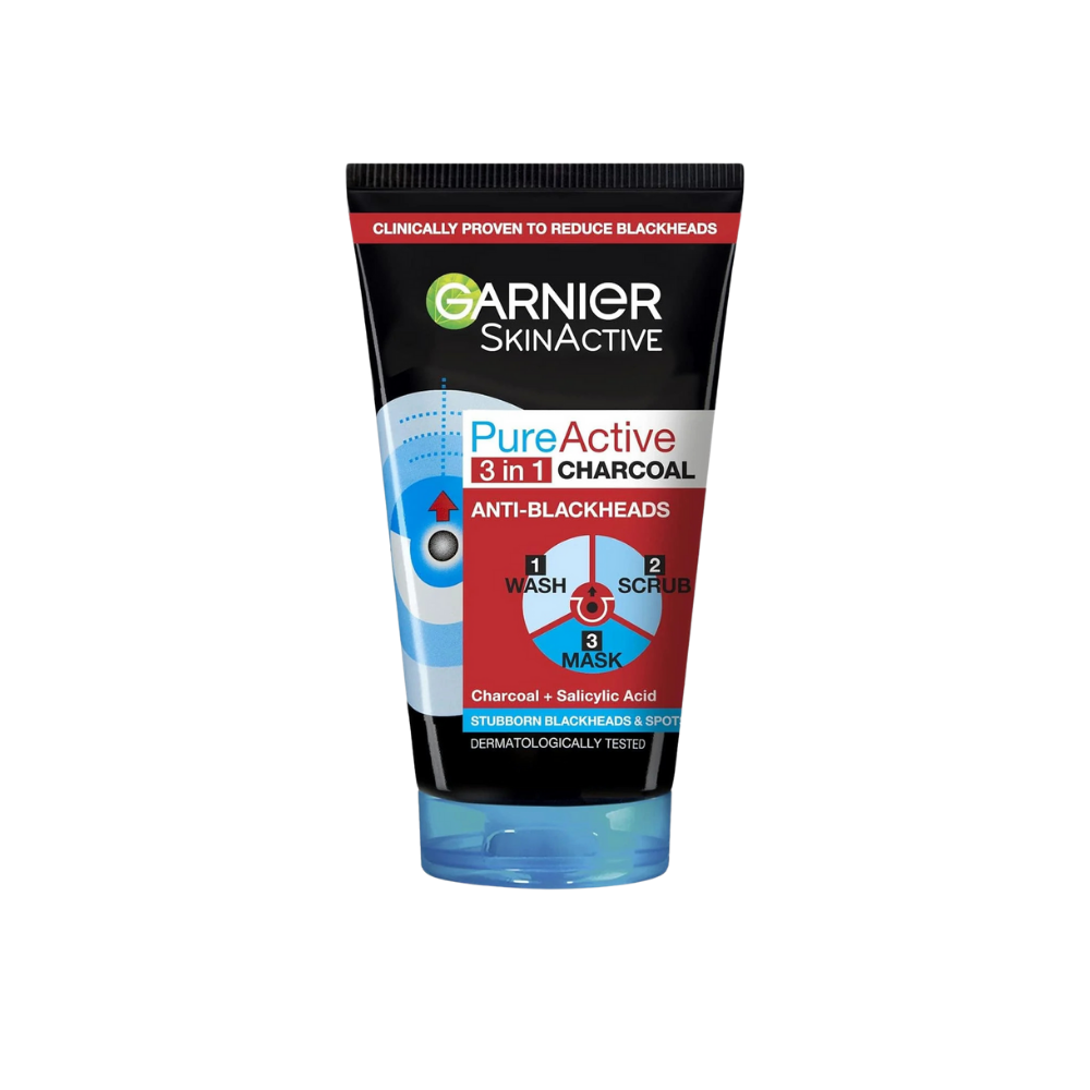 Garnier Pure Active Intensive 3in1 Charcoal Anti-Blackhead, Face Cleanser 150 ml