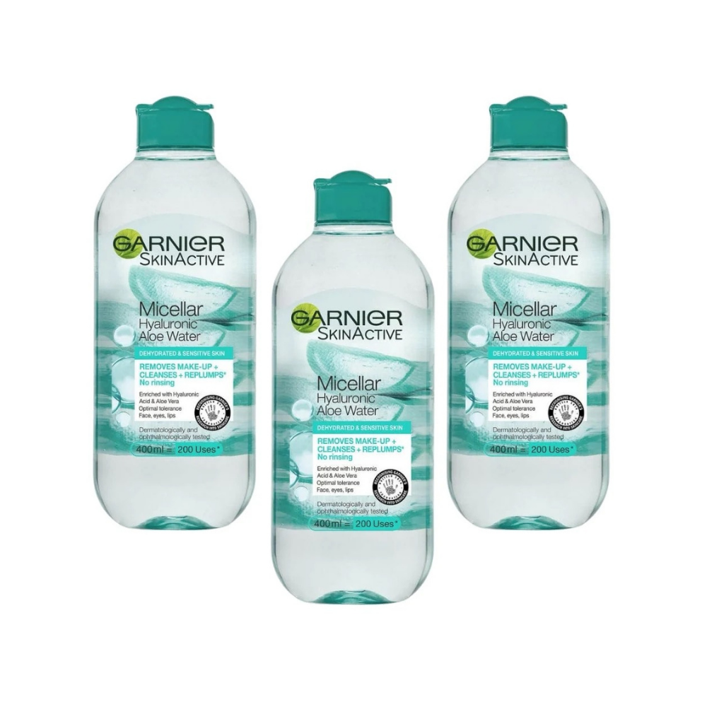 Garnier Skin Active Hyaluronic Aloe Water Micellar Cleansing Water 400 ml / 13.5 fl oz 3 Pack - Chivela