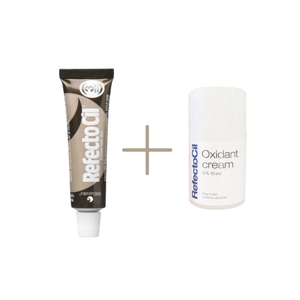 RefectoCil Eyebrow and Eyelash Dye No:3.1 Light Brown 15 ml + RefectoCil 3% 10 vol. Cream Oxidant 100 ml - Chivela