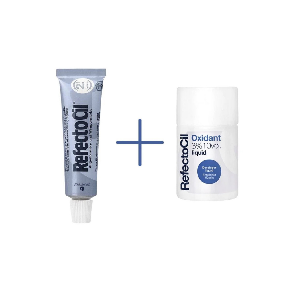 RefectoCil Eyebrow and Eyelash Dye No:2.1 Blue 15 ml + RefectoCil 3% 10 vol. Liquid Oxidant 100 ml - Chivela