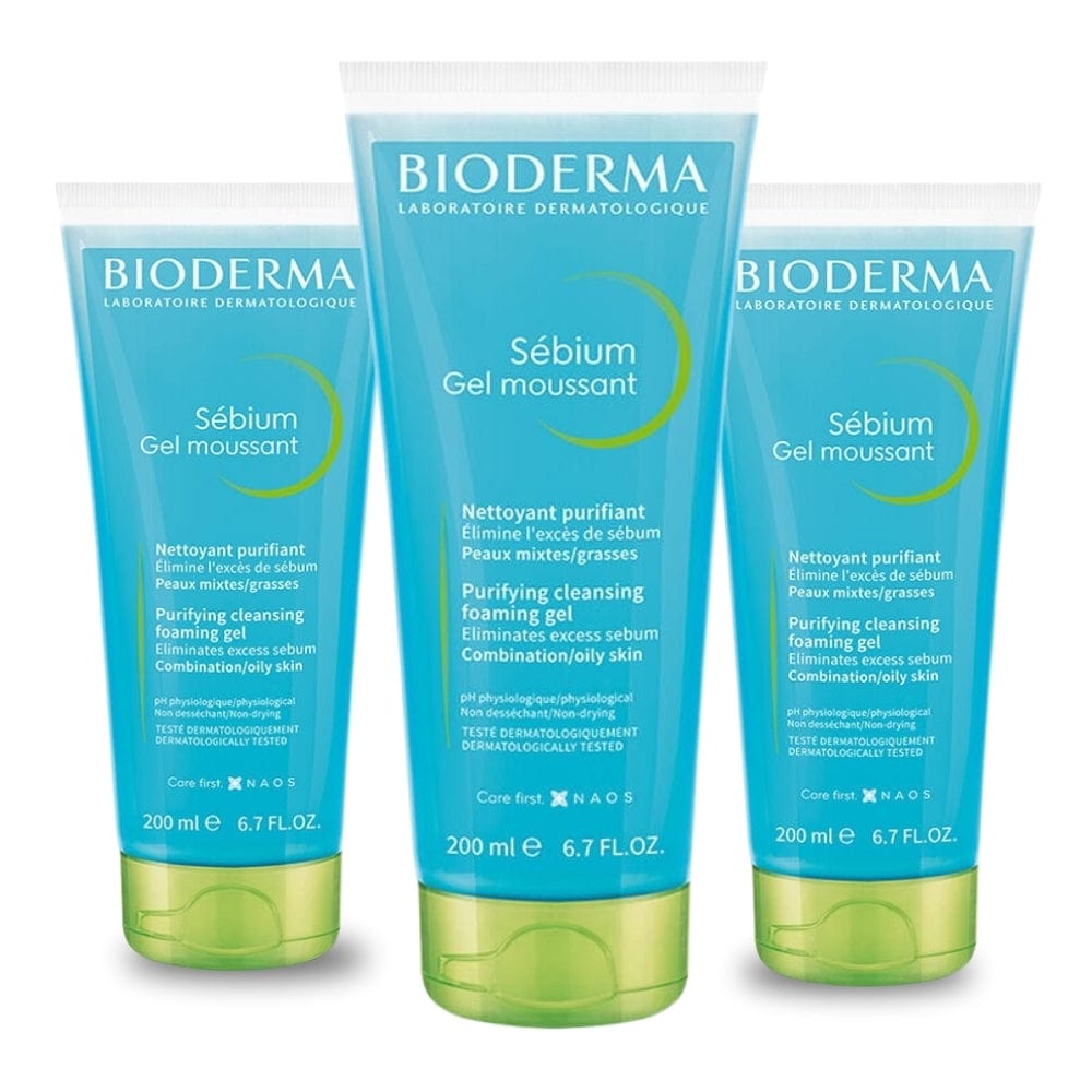 Bioderma Sebium Foaming Cleansing Gel 200 ml -3 Pack 715936239140