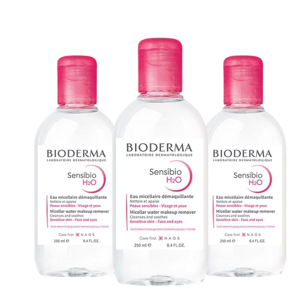 Bioderma Sensibio H2O Face and Make-up Cleansing Water 250 ml -3 Pack 715936239126