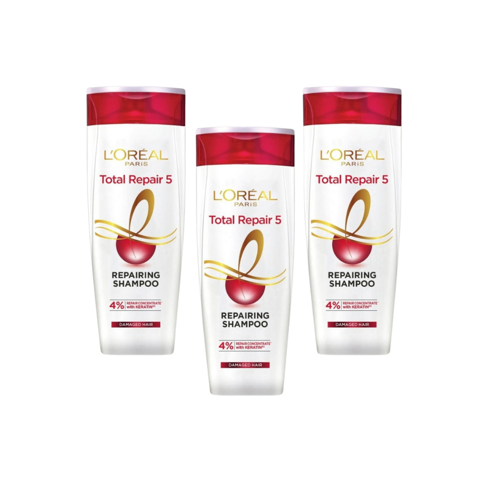 Loreal Paris Elseve Complete Repair 5 Structuring Treatment Shampoo for Damaged Hair 450 ml 3 Pack - Chivela