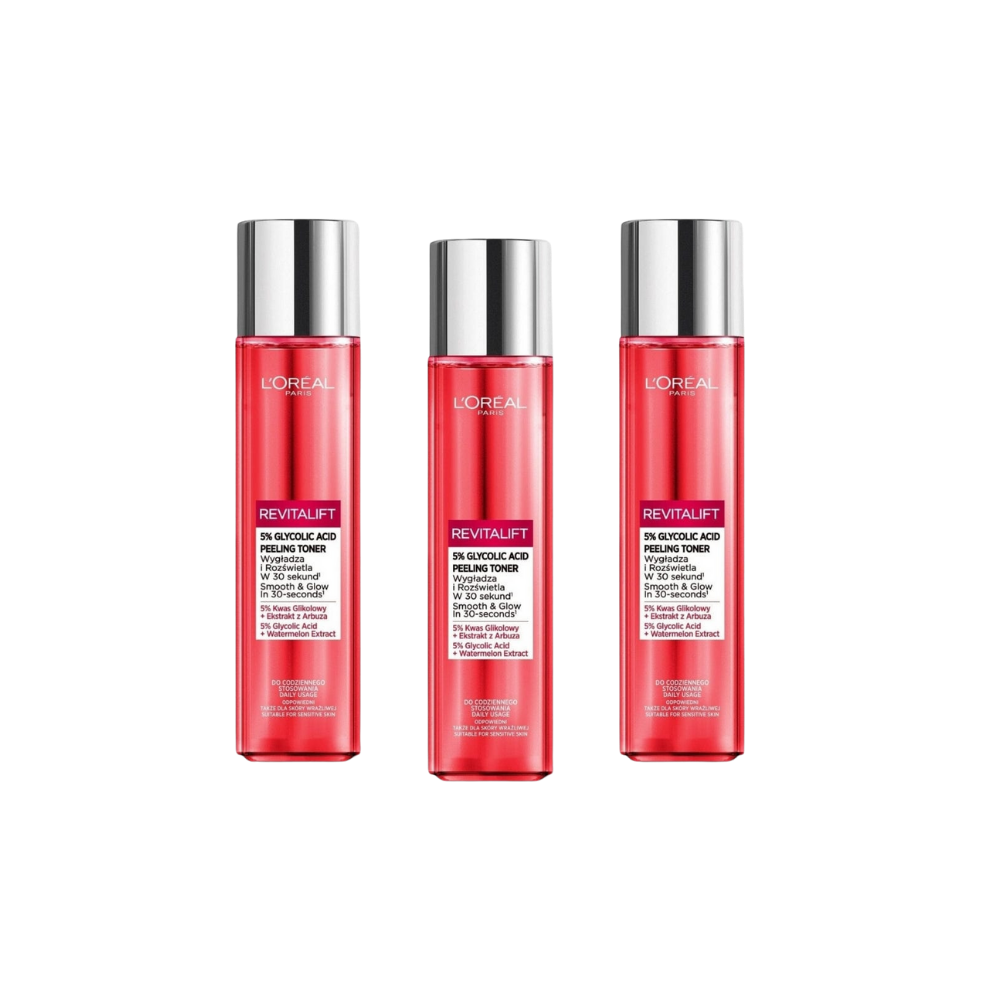 Loreal Paris Revitalift 5% Pure Glycolic Acid Peeling Tonic 180ml 3 Pack - Chivela