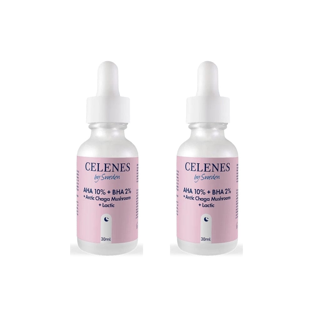 Celenes by Sweden Rena AHA 10% + BHA 2% + Arctic Chaga Mushroom + Lactic 30 ml-2 Pack 757279515055