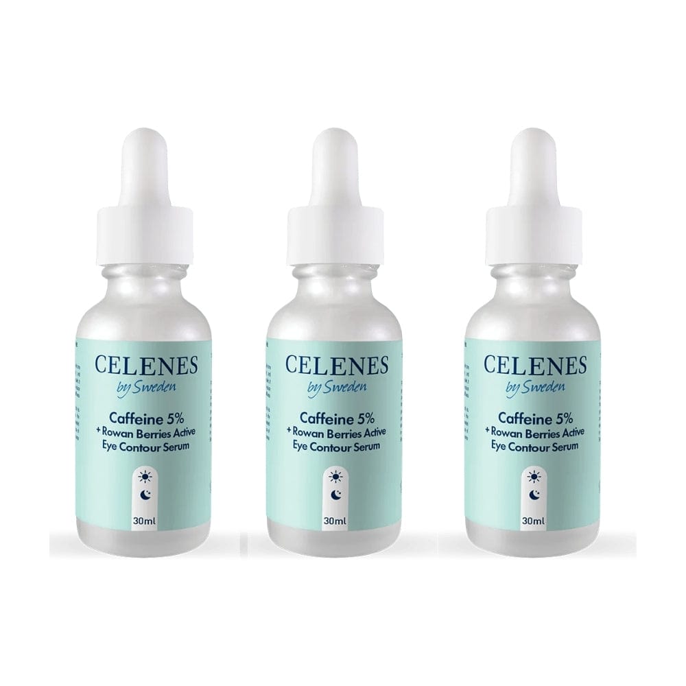 Celenes by Sweden Rena Caffeine 5% + Rowan Berries Active Eye Contour Serum 30 ml -3 Pack 757279515024