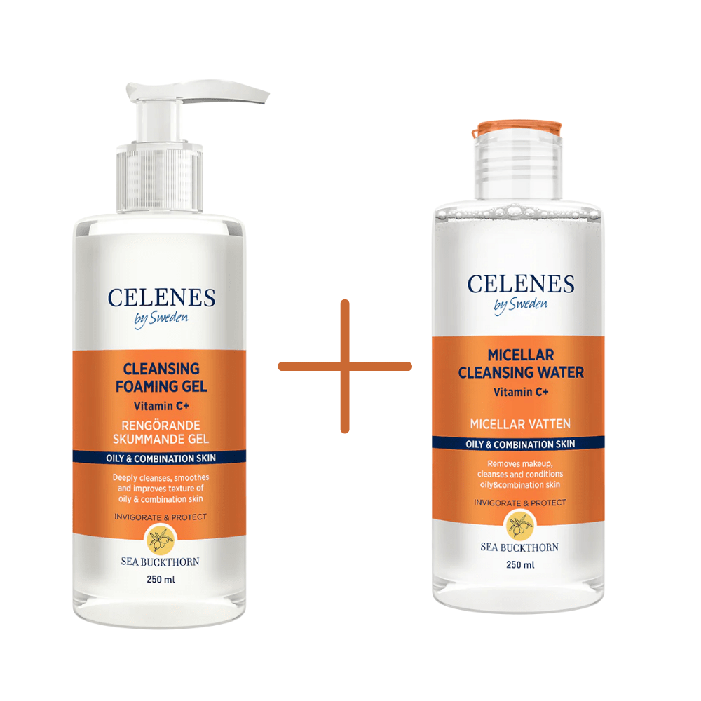 Celenes by Sweden Sea Buckthorn Cleansing Foaming Gel 250 ml / 8.5 fl oz & Buckthorn Micellar Cleasing Water 250 ml / 8.5 fl oz 757279515376