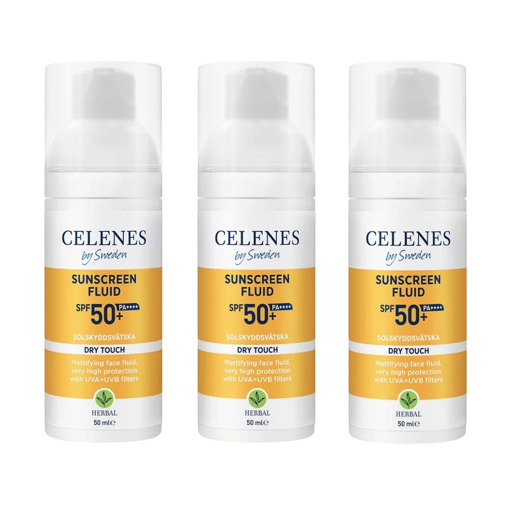 Celenes by Sweden Herbal Sunscreen Dry Touch Fluid Spf 50 50 ml / 1.7 fl oz -3 Pack 757279515185