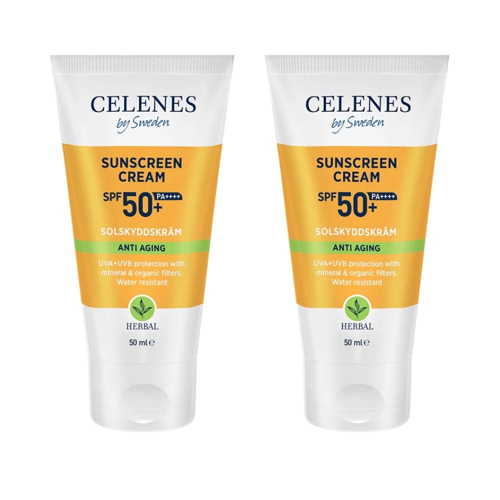 Celenes by Sweden Herbal Sunscreen Face Cream Spf Anti Aging 50 Spf  50 ml / 1.7 fl oz -2 Pack 757279515154