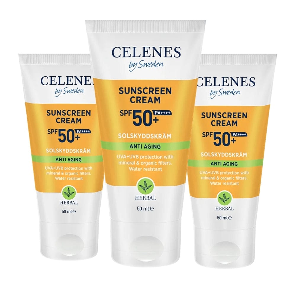 Celenes by Sweden Herbal Sunscreen Face Cream Spf Anti Aging 50 Spf  50 ml / 1.7 fl oz -3 Pack 757279515147