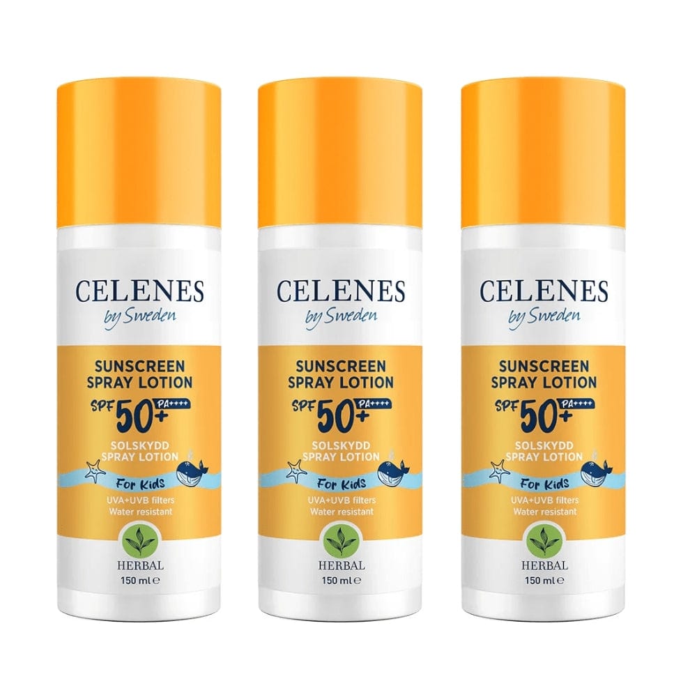 Celenes by Sweden Herbal Sunscreen Spray Lotion for Kids  50 Spf  150 ml / 5 fl oz -3 Pack 757279515109