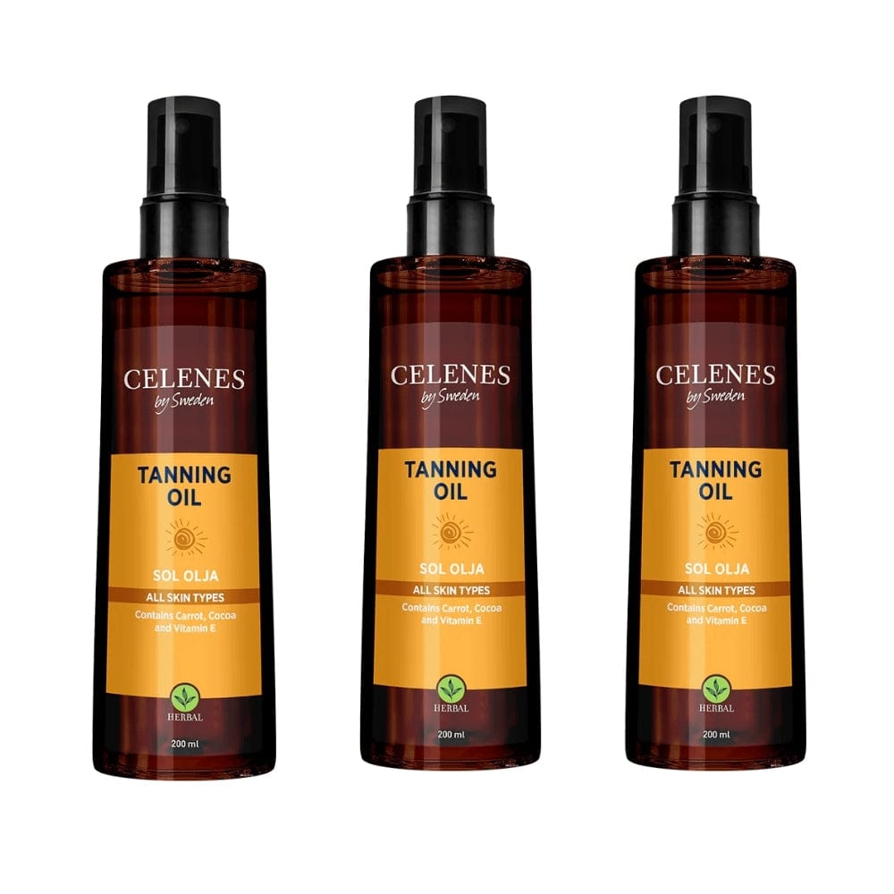 Celenes by Sweden Herbal Tanning Oil 200 ml / 6.8 fl oz -3 Pack 757279515086