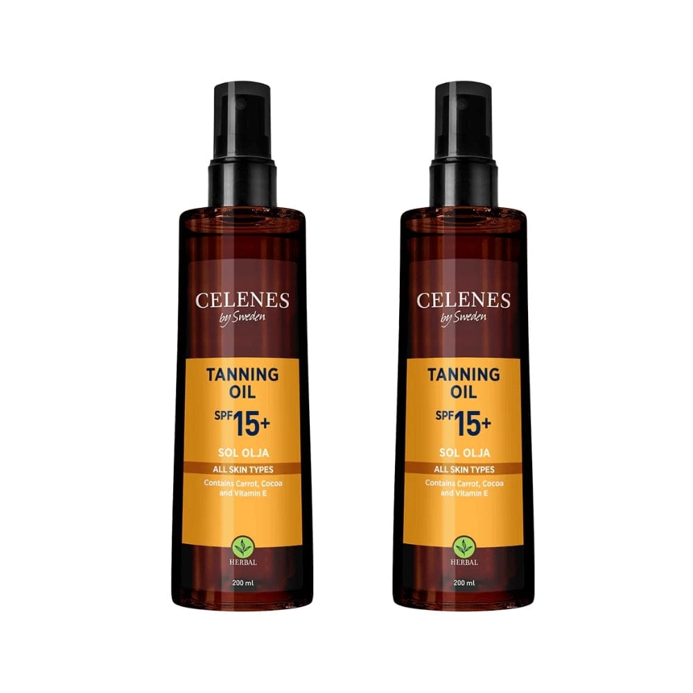 Celenes by Sweden Herbal Tanning Oil Spf 15+ 200 ml / 6.8 fl oz -2 Pack 757279515079