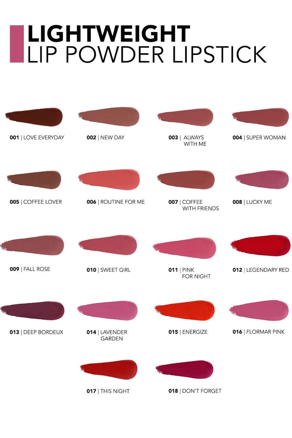 Flormar Lightweight Lip Powder Highly Pigmented & Ultra Light Lipstick with Matte Finish 3g - 009 Fall Rose 8682536061803