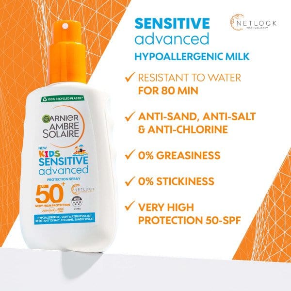 Garnier Ambre Solaire Kids Sensitive Advanced Sun Cream Spray SPF50+ 150 ml / 5 fl oz 3600541918788