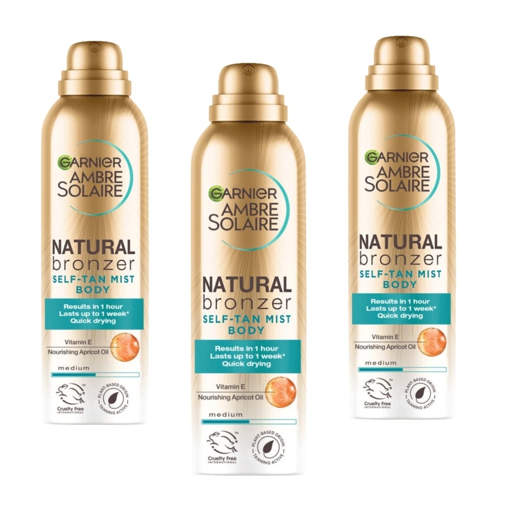 Garnier Ambre Solaire Natural Bronzer Self-tan Mist Body Spray , Medium 150ml 3 Pack 757279507913