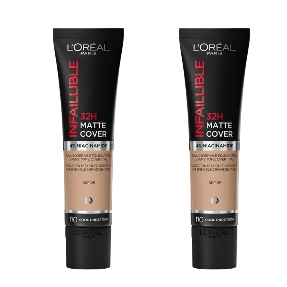 Loreal Paris Infaillible 32 H Matte Cover High Coverage Foundation 30 ml - 110 Cold Undertone 2 Pack 757279506442