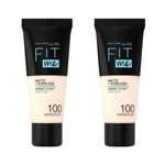 Maybelline Fit Me Matte+Poreless Foundation No:100 Warm Ivory 30ml -2 Pack 715936235210