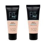 Maybelline Fit Me Matte+Poreless Foundation No:102 Fair Ivory 30ml -2 Pack 715936236392