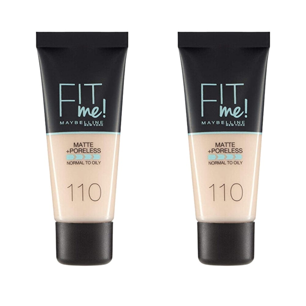 Maybelline Fit Me Matte+Poreless Foundation No:110 Porcelain 30ml - 2 Pack 715936235845