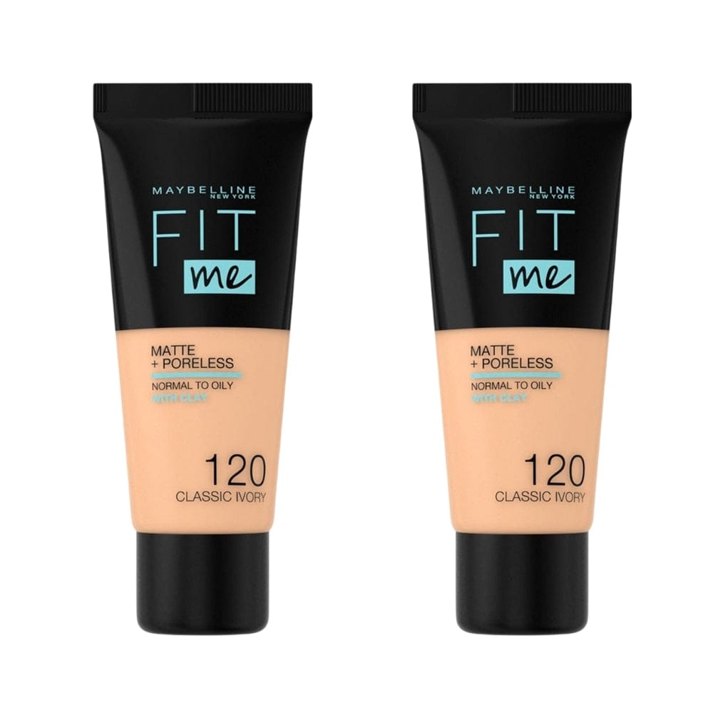 Maybelline Fit Me Matte+Poreless Foundation No:120 Classic Ivory 30ml -2 Pack 715936235180