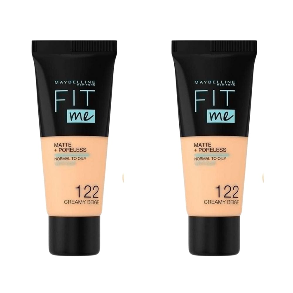 Maybelline Fit Me Matte+Poreless Foundation No:122 Creamy Beige 30ml -2 Pack 715936233186