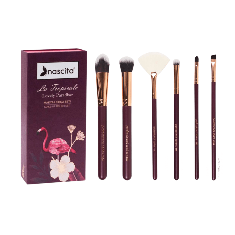 Nascita Burgundy Makeup Brush Set 6 Pieces - 96 8680742435210