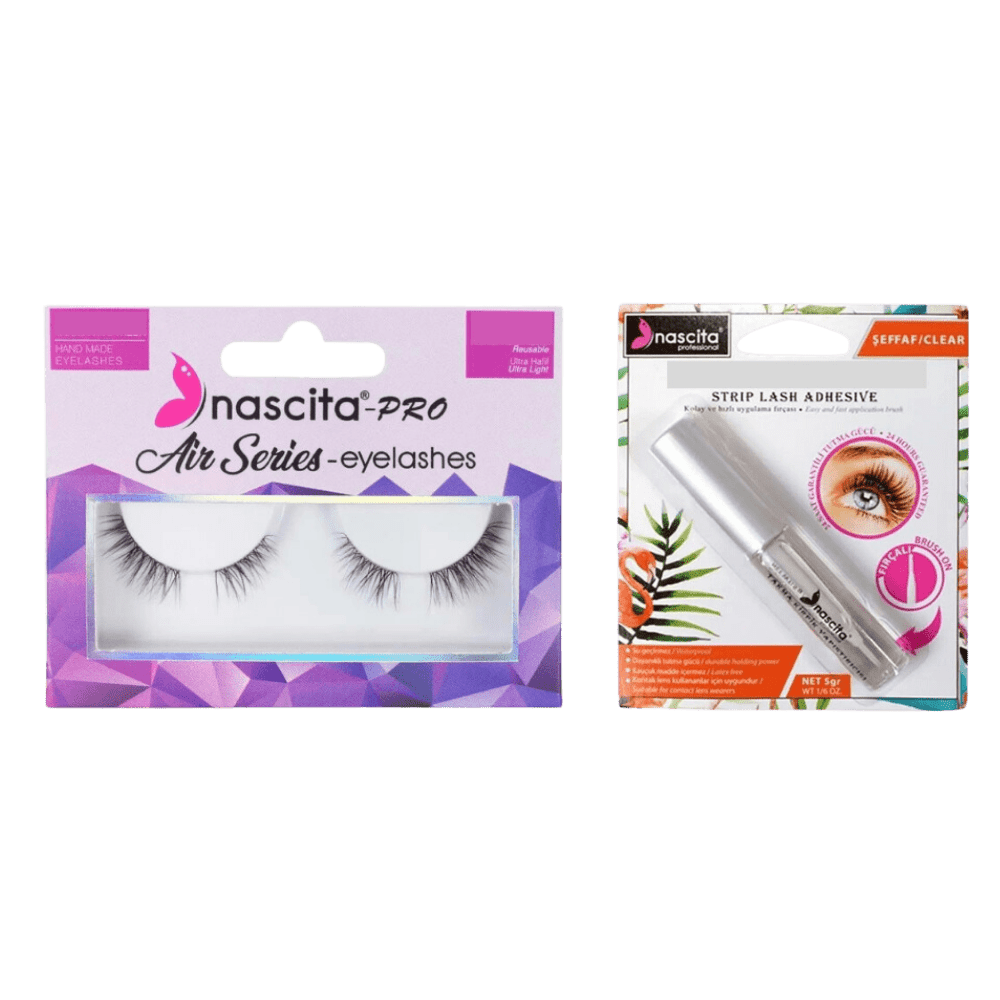 Nascita False Eyelashes - Air Series -123 + Nascita Transparent False Eyelash Adhesive 5gr - 08 757279510890