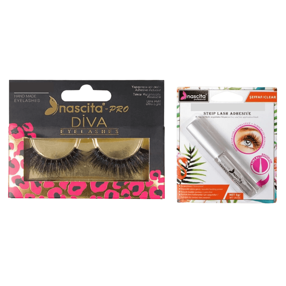 Nascita New Diva Series Eyelashes - 116 + Nascita Transparent False Eyelash Adhesive 5gr - 08 757279511057