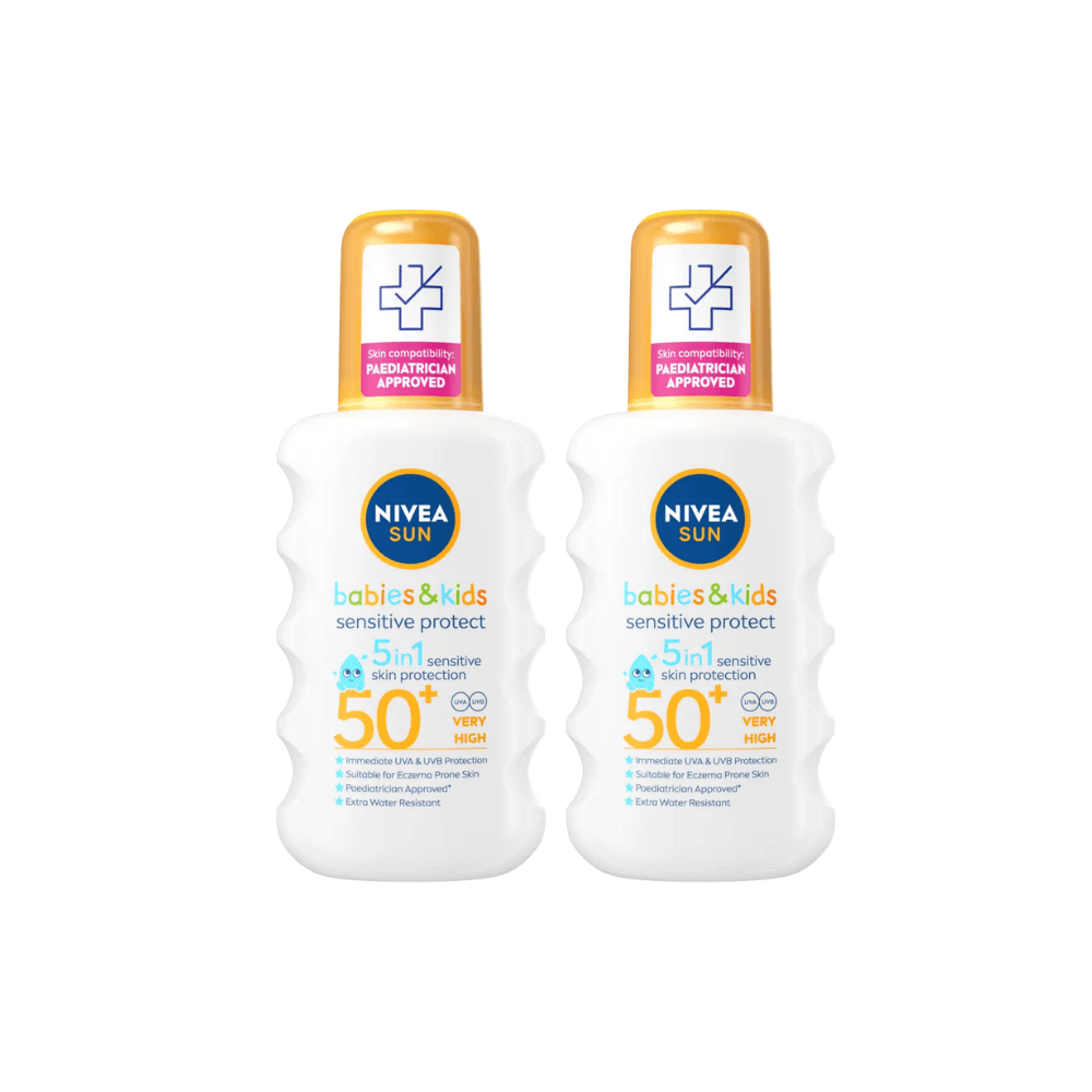 Nivea Sun Kids Sensitive Protect SPF 50+ Sun Lotion Spray 200ml / 6.8 fl.oz - 2 Pack 757279515628