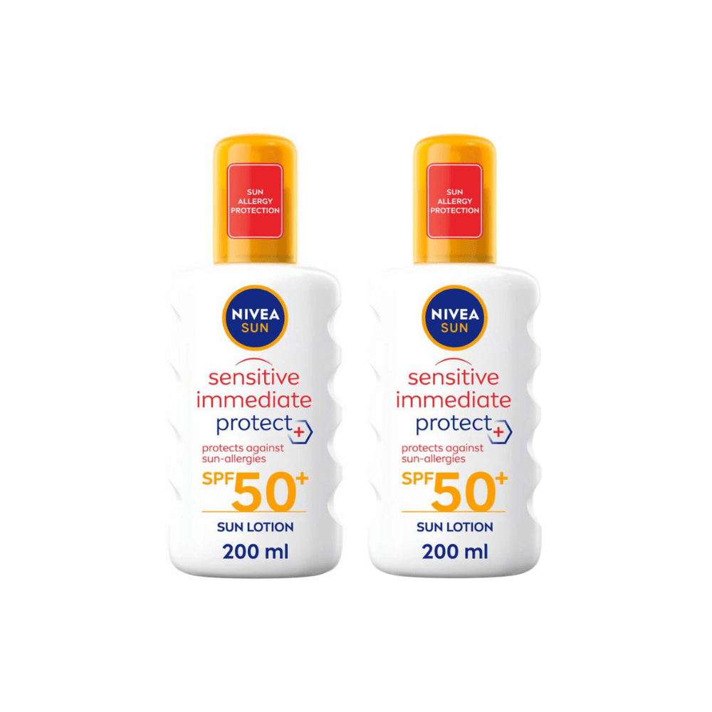 Nivea Sun Sensitive Immediate Protect Sun Cream Spray SPF50+ 200ml / 6.8 fl.oz - 2 Pack 757279515802