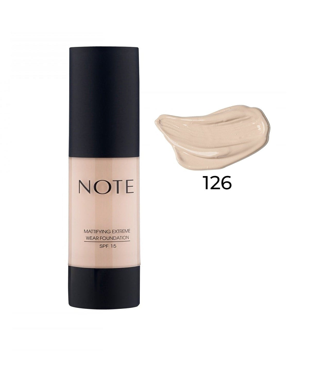 Note Cosmetics Mattifying Extreme Wear Foundation Matte Finish 126 Nude Ivory 3701365758144