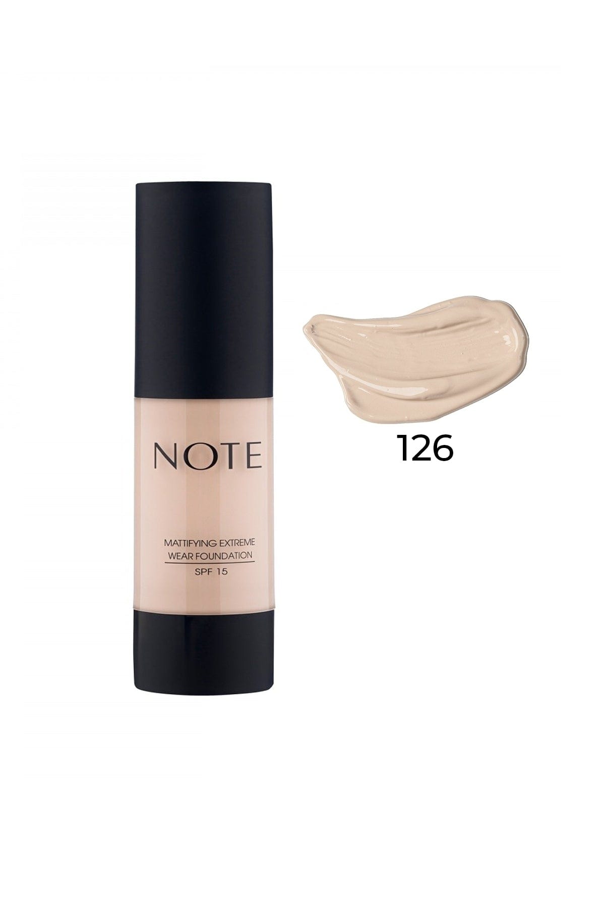 Note Cosmetics Mattifying Extreme Wear Foundation Matte Finish 126 Nude Ivory 3701365758144