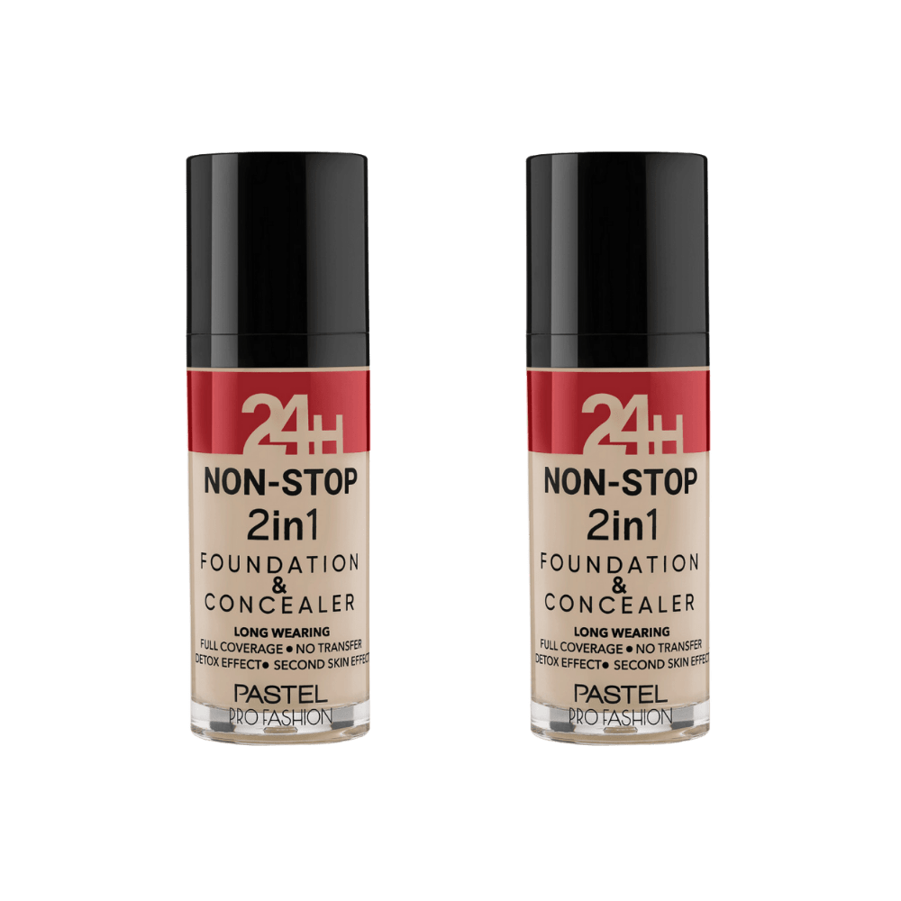 Pastel 24H Non-Stop 2in1 Foundation & Concealer - 601 Cool 2 Pack 757279511170