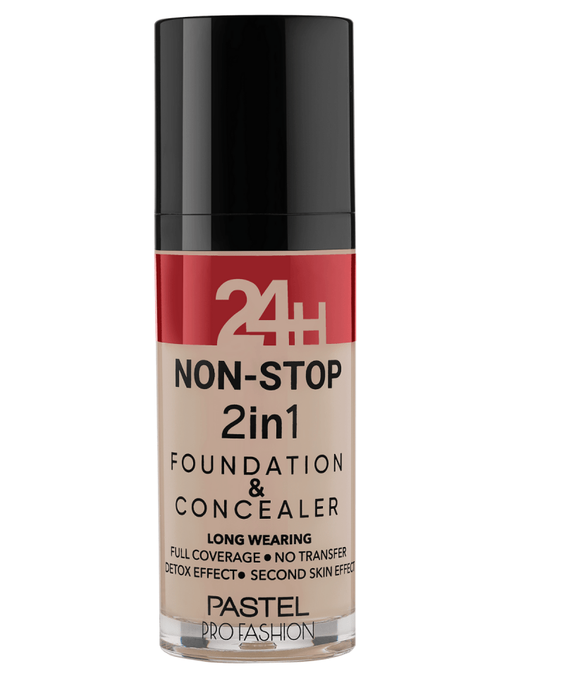 Pastel 24H Non-Stop 2in1 Foundation & Concealer - 602 Light Porcelain 8690644335020