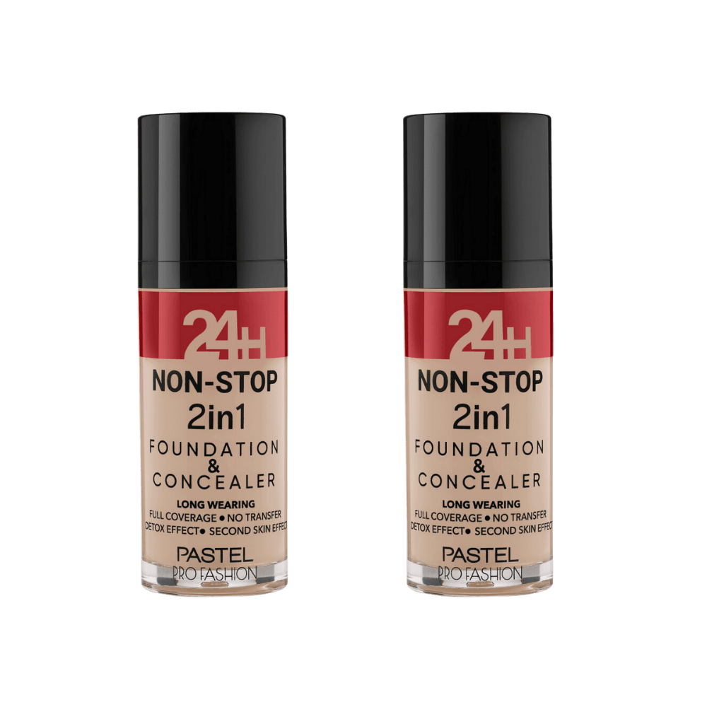 Pastel 24H Non-Stop 2in1 Foundation & Concealer - 606 Warm 2 Pack 757279511224