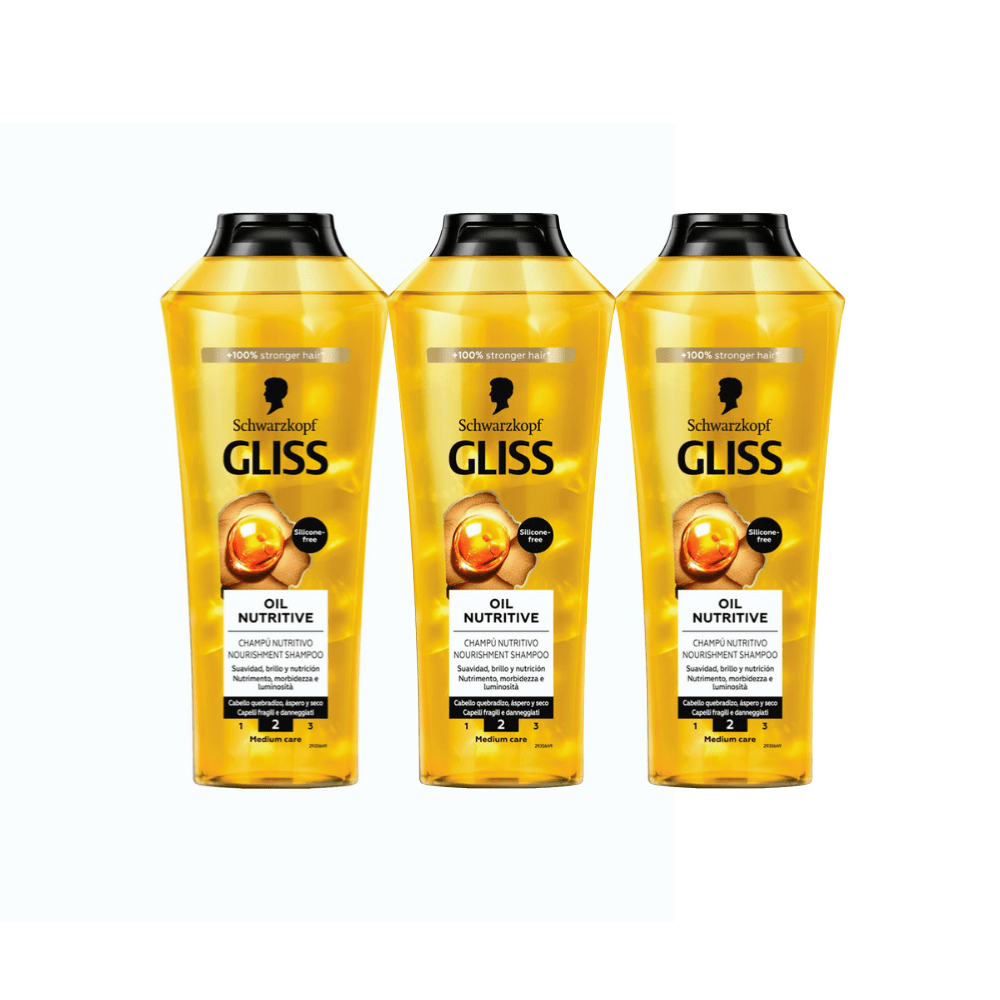 Schwarzkopf Gliss Oil Nutritive Nourishing Shampoo 400ml 3 Pack 757279513853