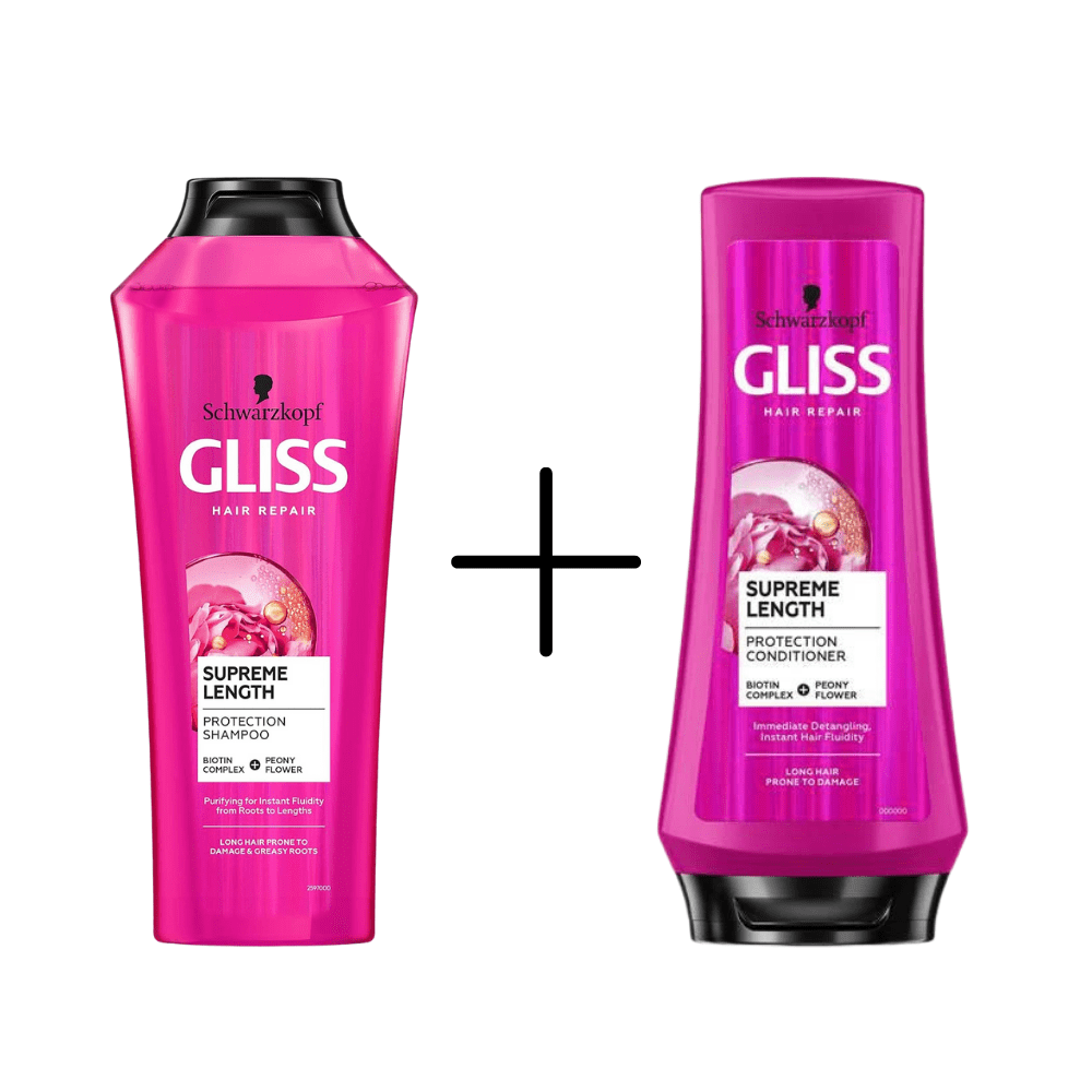 Schwarzkopf Gliss Supreme Lenght Shampoo 360 ml + Schwarzkopf Gliss Supreme Lenght Conditioner 360 ml 757279513570