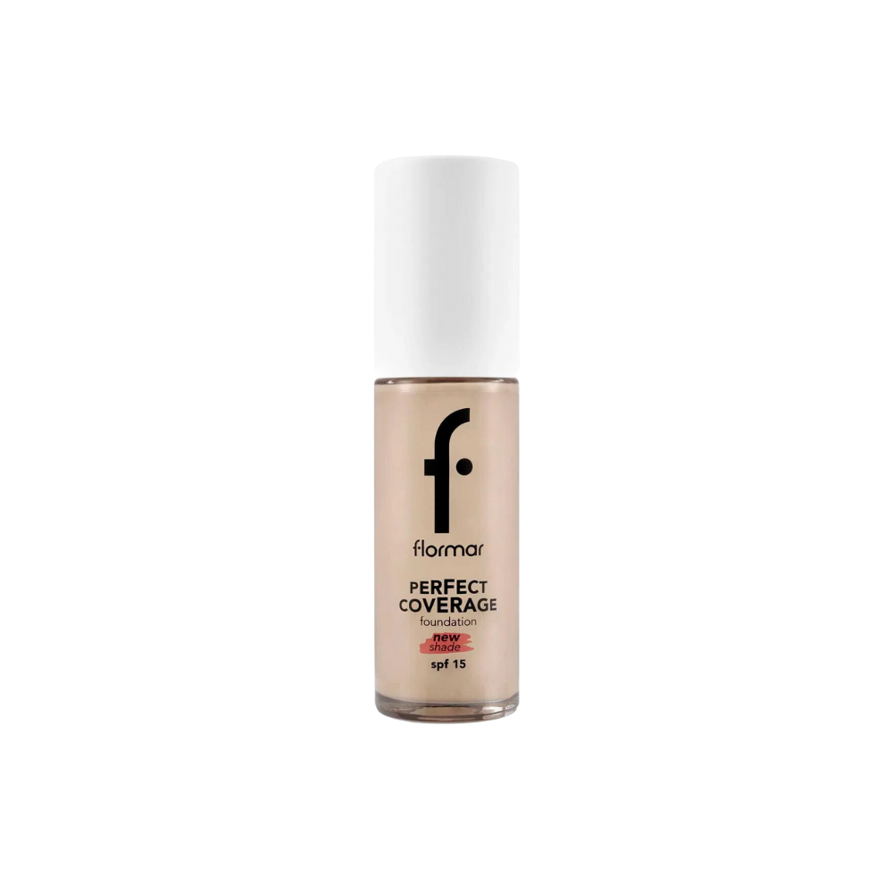 Flormar Perfect Coverage Highly Pigmented & Semi-gloss Finish SPF15 Foundation 30ml - 130 Light Beige